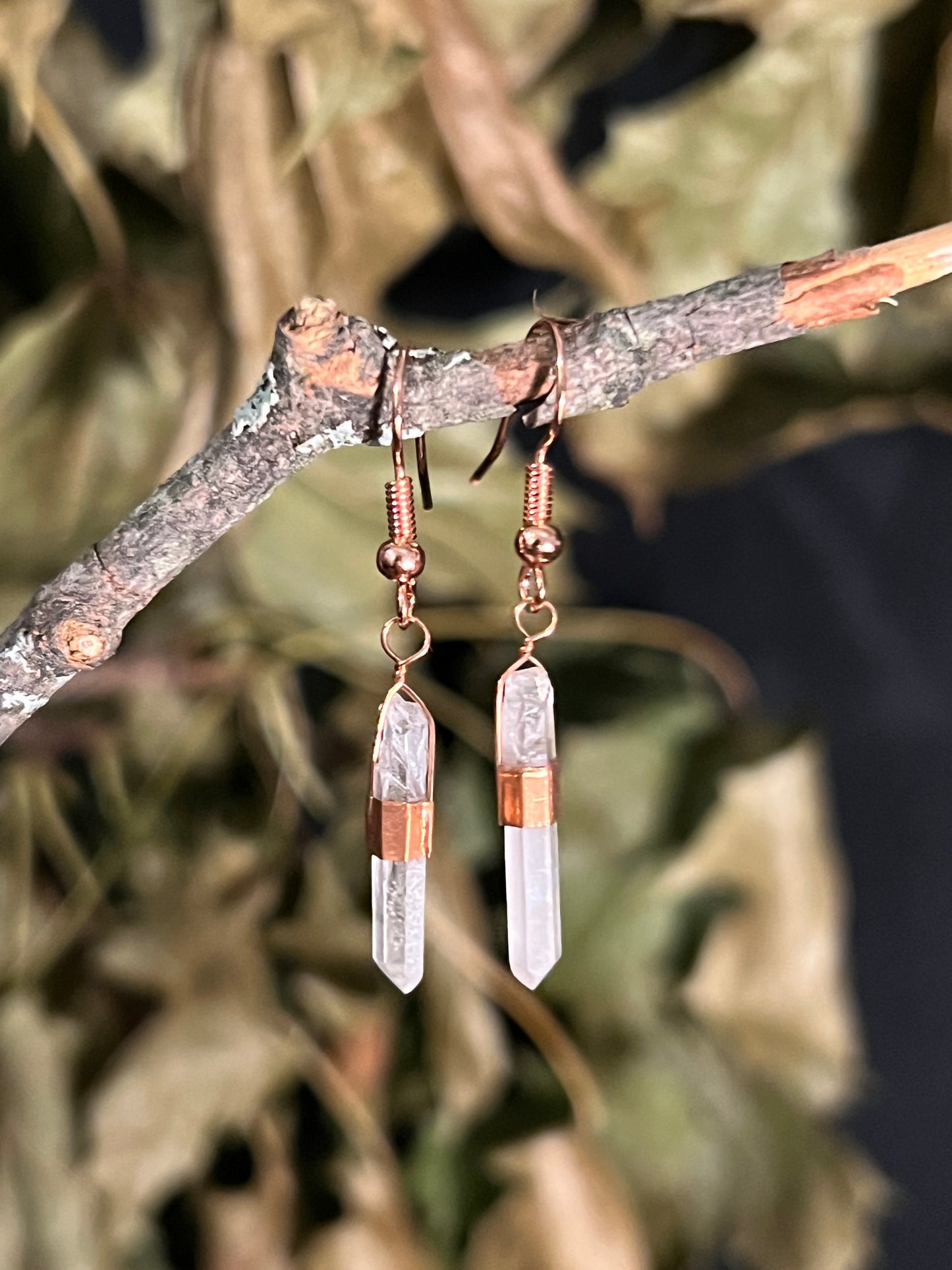 Simply Magical Quartz Point and Copper Drop Earrings