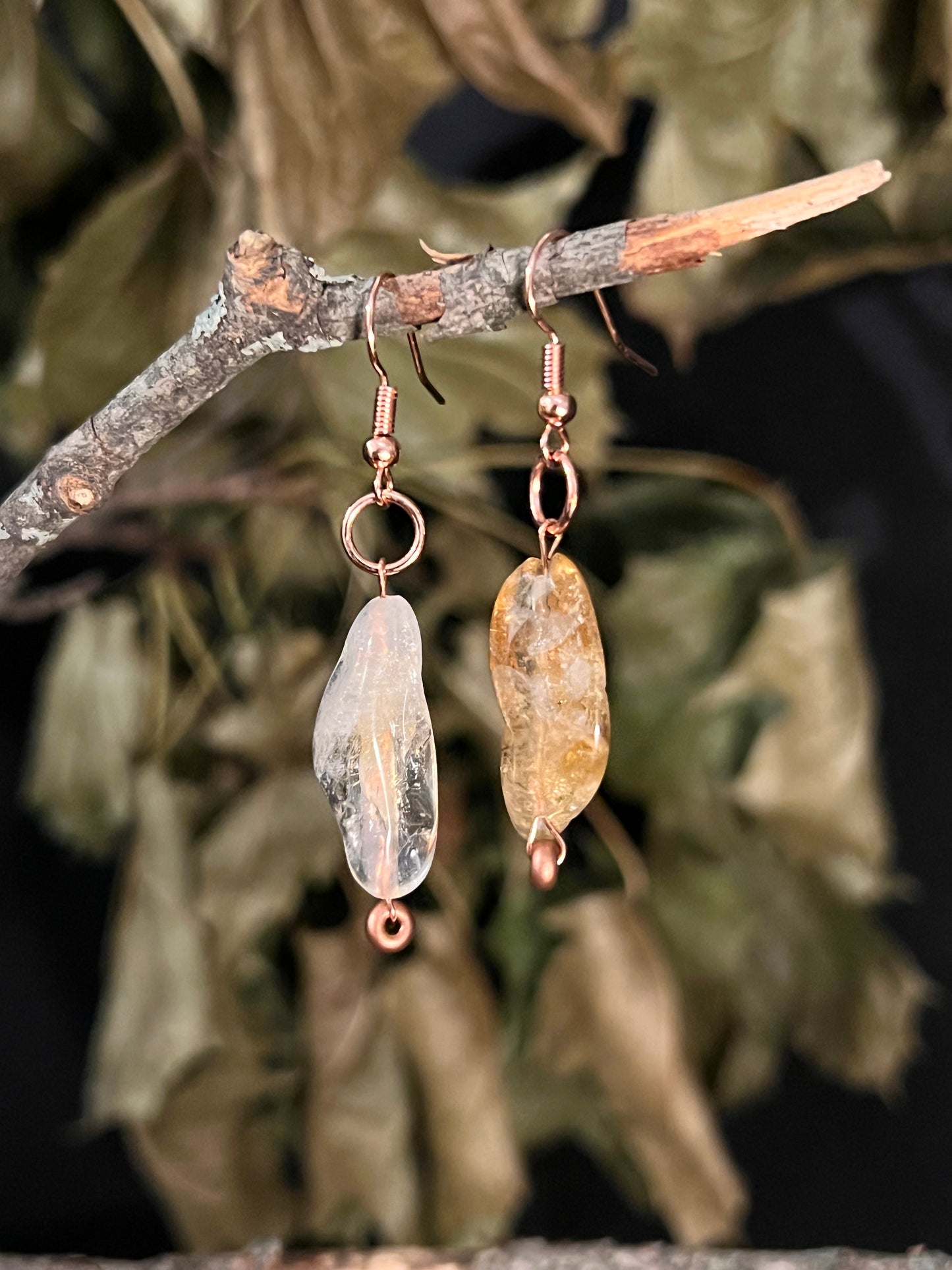 Citrine and Copper Drop Earrings