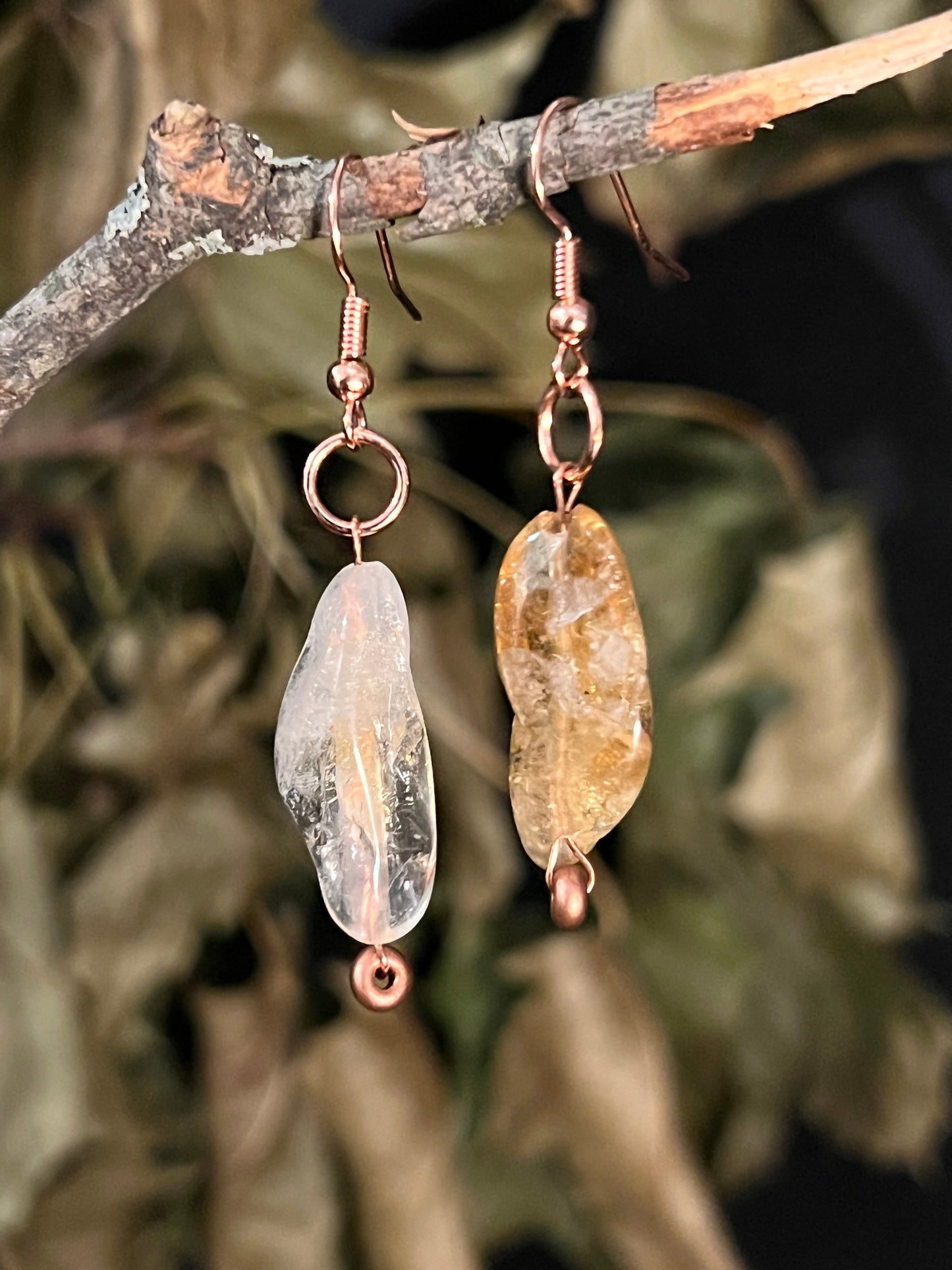 Citrine and Copper Drop Earrings